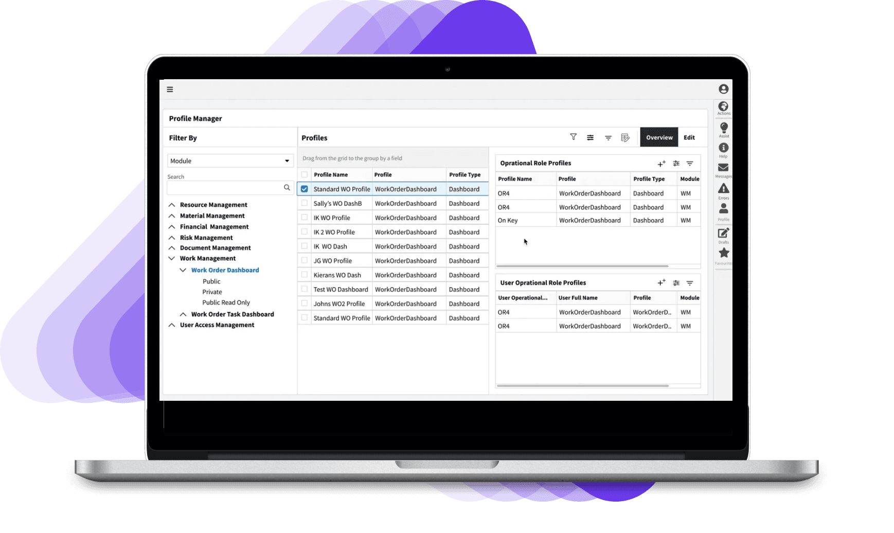 Profile Management Screen